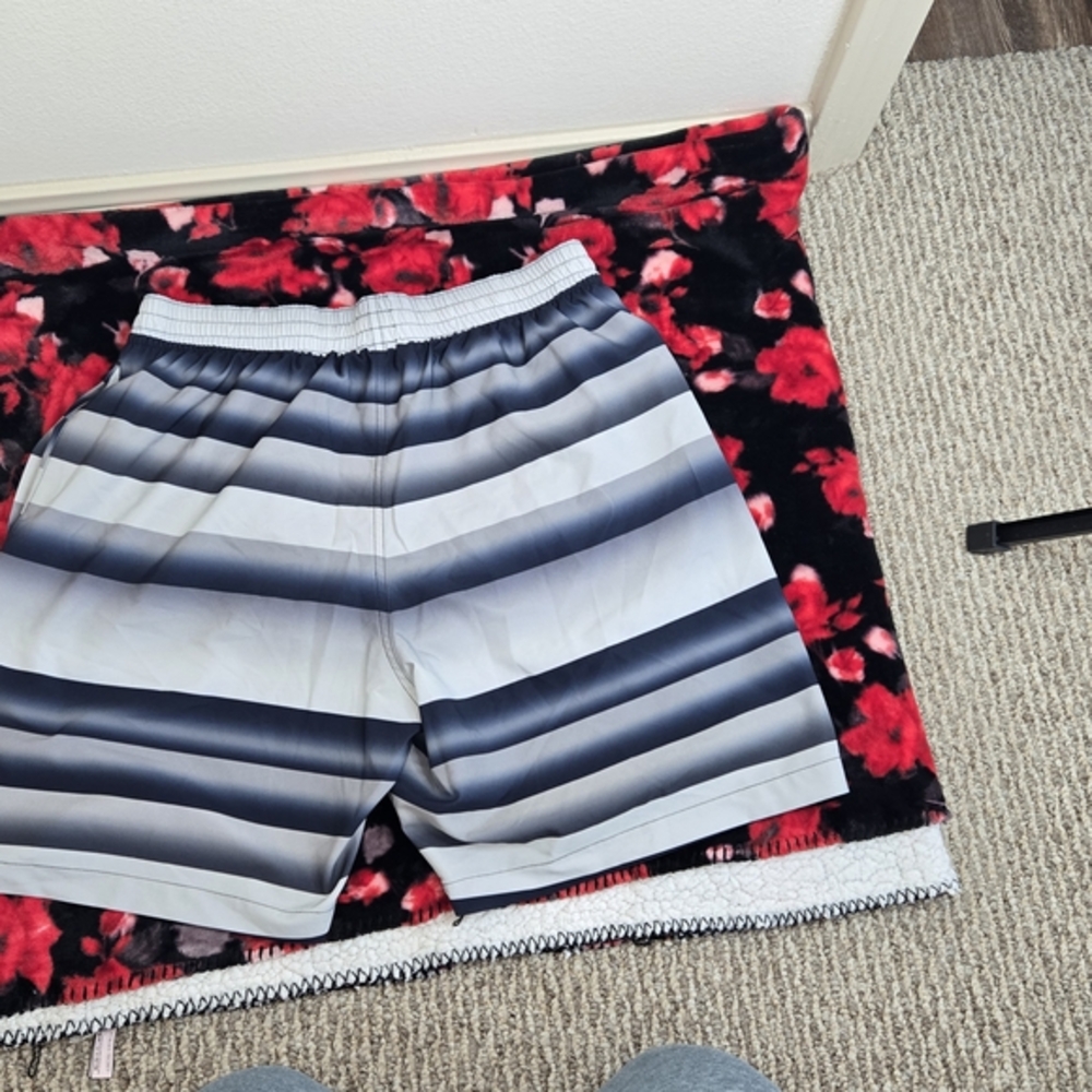 RDX Striped Shorts in Gray and Black